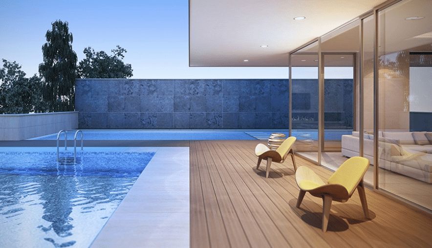 Terrasse composite piscine Neowood